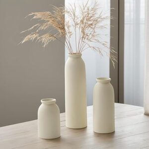 Ceramic Tall Vase Set, Set of 3, Home Decorative Flower Vases, Modern Decor, Pampas Grass Vase