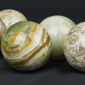 Round Natural Stone Balls Onyx - 2 Pieces Set Marble Decorative Spheres
