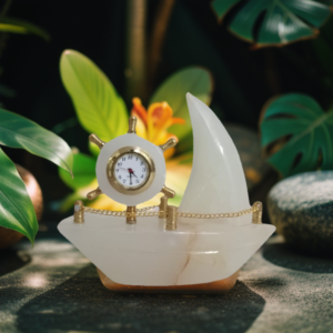 Onyx Sailor Clock l Handcrafted Natural Stone Desktop Ship Clock