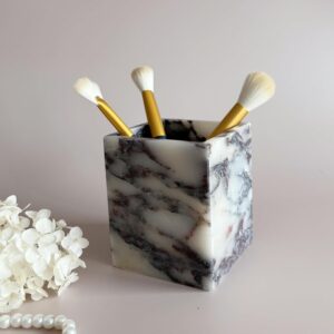 Natural Marble Stone Square Storage Container Empty Vessel Spoon Holder Cup for Candle/Pens/Sundries items