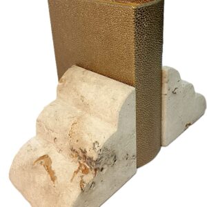 BOOKEND, Set of 2 TRAVERTINE MARBLE Book Holder- Handmade Cloud Style Natural Stone Bookend - Cream Beige Bookshelf Home Decor - Rustic