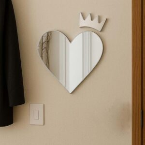 Heart-Shaped Acrylic Mirror Wall Art with Crown -