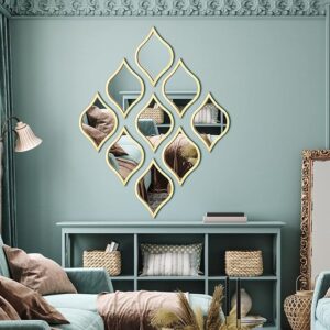 TeaDrop Design Mirror Wall | 9 pieces | - Modern Home Wall Decor - Best For Home and Office