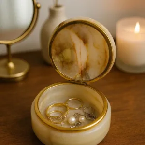 Jewelry Storage Box with Lid Vintage Marble  Handmade Travel Jewelry Organizer for Rings and Earings Keepsake Memory Gift for Wife